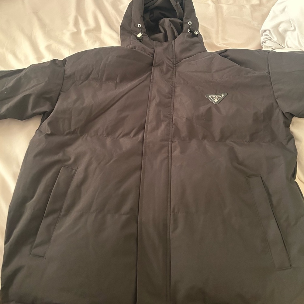 Prada Black Hooded Puffer Jacket 100% Authentic